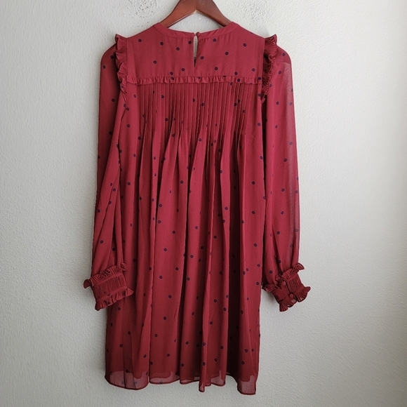 Sezane Eve Dress in Plum with Navy Dots size 34 - Picture 8 of 12